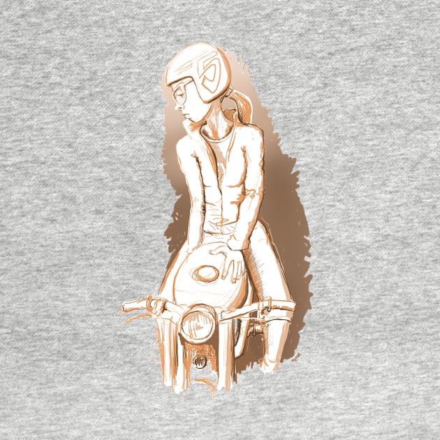 Girl sitting on motorcycle by motylanoga